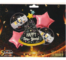 Набор "HAPPY NEW YEAR" MINI, надувные шары ассорти, 5шт. S11-17-3 (500)
