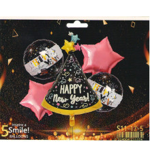 Набор "HAPPY NEW YEAR" MINI, надувные шары ассорти, 5шт. S11-17-3 (500)