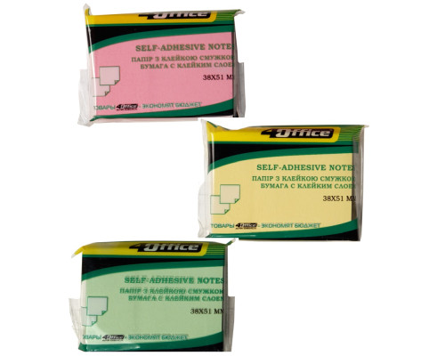 Hirtie notite cu lipici 38*51mm 100 foi asorti, 4-420-22 4Office (12/432)