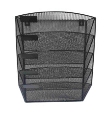 Stativ perete pentru ziare 5 sectii orizontal, metal negru (5)