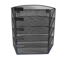 Stativ perete pentru ziare 5 sectii orizontal, metal negru (5)