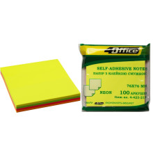Hirtie notite cu lipici 76*76mm 4 culori Neon 100 foi, 4Office 4-423-21N (12/288)