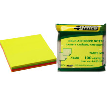 Hirtie notite cu lipici 76*76mm 4 culori Neon 100 foi, 4Office 4-423-21N (12/288)