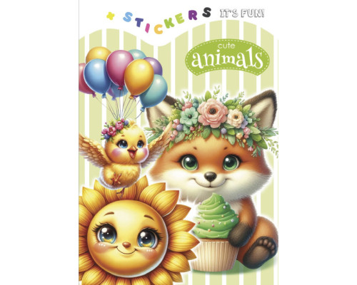 Раскраска A5, 8 л, с наклейками "Cute animals 1" 24259 (20)