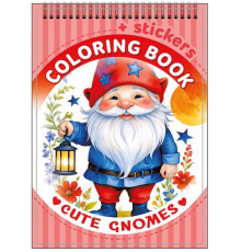 Раскраска A6, 12 л, с наклейками, на спирали "Cute gnomes" 24207 (20)