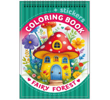 Раскраска A6, 12 л, с наклейками, на спирали "Fairy forest" 24210 (20)