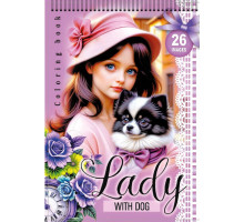 Раскраска A5, 12 л, с наклейками, на спирали "Lady with dog" 24227 (20)