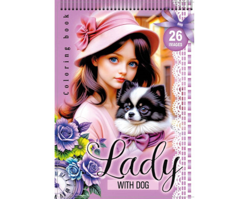 Раскраска A5, 12 л, с наклейками, на спирали "Lady with dog" 24227 (20)