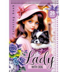 Carte de colorat A5, 12 foi, cu stickere, pe spira "Lady with dog" 24227 (20)