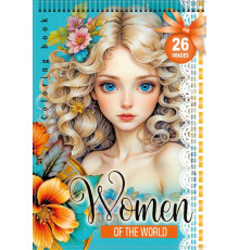 Carte de colorat A5, 12 foi, cu stickere, pe spira "Women" 24228 (20)