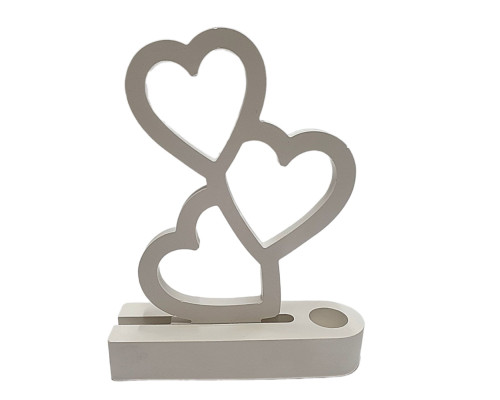 Гипсовая фигурка подсвечник "Три сердца" 2 детали, h17 CM*