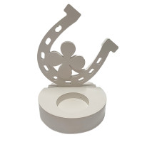 Гипсовая фигурка подсвечник "Подкова с клевером" 2 детали, h13 CM*