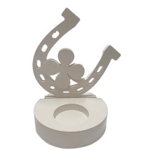 Гипсовая фигурка подсвечник "Подкова с клевером" 2 детали, h13 CM*