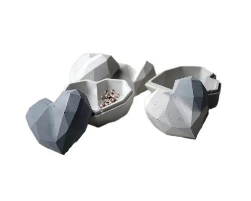 Figurina din gips,cutiuta p/u bijuterii "Inima geometrica" 2 piese, 7*7*5cm. CM*8790