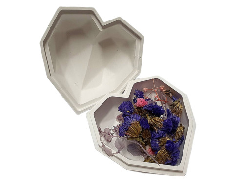 Гипсовая фигурка, шкатулка для бижутерии "Геометрическое сердце" 2 детали, 7*7*5cm. CM*8790