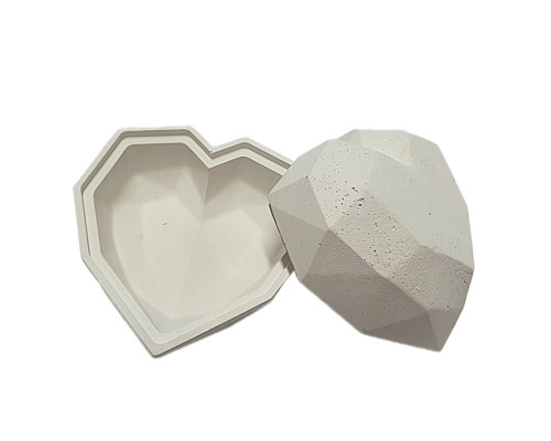 Figurina din gips,cutiuta p/u bijuterii "Inima geometrica" 2 piese, 7*7*5cm. CM*8790