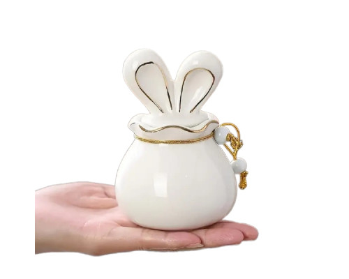 Гипсовая фигурка баночка с крышкой "Зайчик" 2 детали, h11 CM*0343 Гипсовая фигурка баночка с крышкой "Зайчик" 2 детали, h11 CM*0343