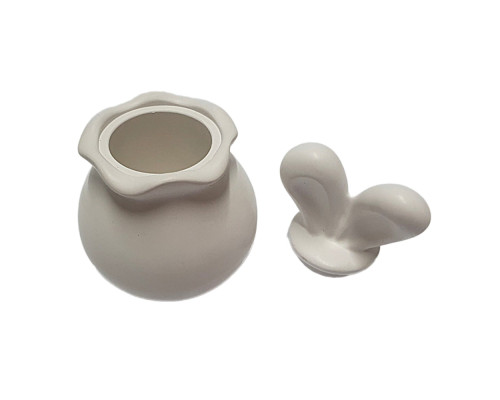 Figurina din gips borcanas cu capac "Iepuras" 2 piese, h11 CM*0343 Figurina din gips borcanas cu capac "Iepuras" 2 piese, h11 CM*0343
