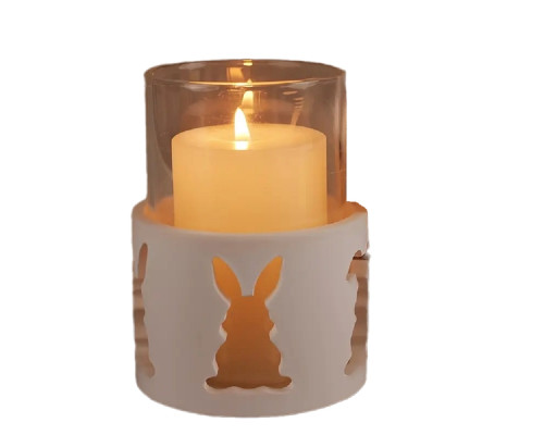 Figurina din gips, suport p/u luminare "Iepurasii incrustati" h6 CM*4088