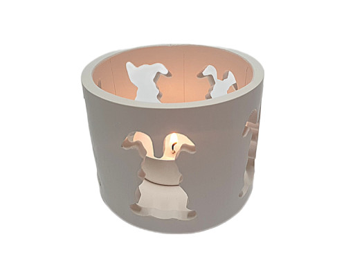 Figurina din gips, suport p/u luminare "Iepurasii incrustati" h6 CM*4088 Figurina din gips, suport p/u luminare "Iepurasii incrustati" h6 CM*4088