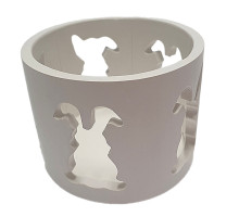 Figurina din gips, suport p/u luminare "Iepurasii incrustati" h6 CM*4088 Figurina din gips, suport p/u luminare "Iepurasii incrustati" h6 CM*4088