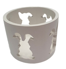 Figurina din gips, suport p/u luminare "Iepurasii incrustati" h6 CM*4088