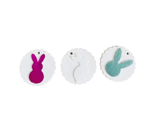 Гипсовая фигурка, пасхальная подвеска круглая, 3 детали, d-5cm. CM*