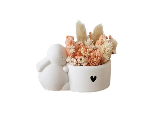 Figurina din gips suport p/u luminare "Iepuras cu ghiveci" h5 CM*6580 Figurina din gips suport p/u luminare "Iepuras cu ghiveci" h5 CM*6580