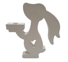 Figurina din gips suport "Iepuras cu tava" h 18 CM* Figurina din gips suport "Iepuras cu tava" h 18 CM*
