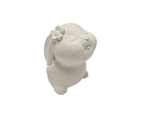 Гипсовая фигурка "Влюбленная зайкa с цветочком" h 6cm, CM*