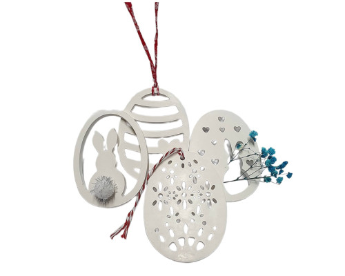 Набор гипсовых фигурок, пасхальные яйца с перфорацией, 4 шт, h 10,5см, CM*