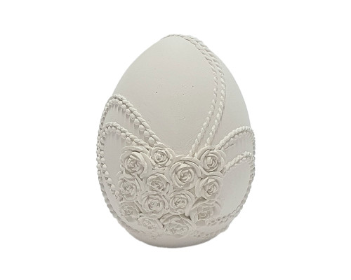 Figurina din gips "Ou cu ornament buchet de trandafiri" h 7cm, CM* Figurina din gips "Ou cu ornament buchet de trandafiri" h 7cm, CM*