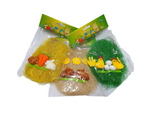 Пасхальное украшение из сизаля + фигурки, разные цвета, ES10/ML1-37