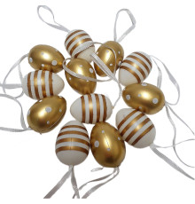 Oua de Paste din plastic, 4cm, (aurii,dungi,buline) 12buc ES-71