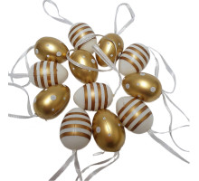 Яйца пасхальные пластиковые, 4 см, (золото, полоска, горошек) 12 шт ES-71