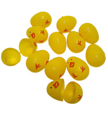Ouă de Paște plastic сu deschidere, 6 cm, pui galben, set 12 buc ES-84