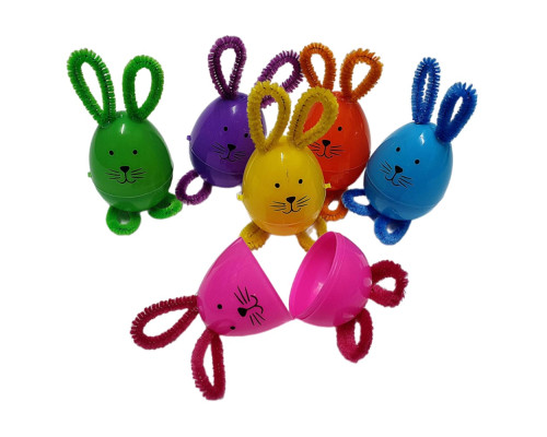 Ouă de Paște plastic сu deschidere, 8 cm, iepuras color, set 6buc ES-69