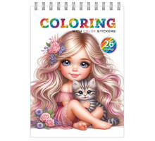 Раскраска A5, 12 л, с наклейками, на спирали "Cat" 24219 (20)