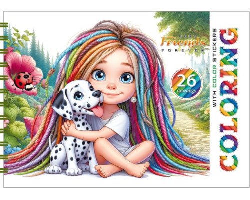 Раскраска A5, 12 л, с наклейками, на спирали "Bets friends" 24222 (20)