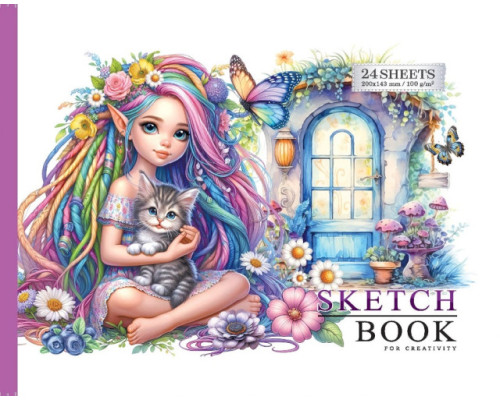 Sketchbook A5 (200х143), 24foi, 100g/m2, copertă tare, 24383 (16)