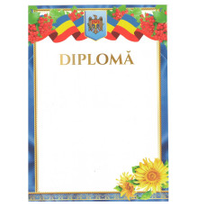 Diploma fara linii cu chenar albastru si floarea soarelui N-013 (100)