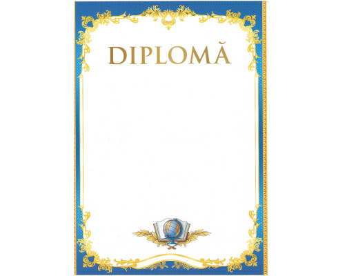 Diploma fara linii cu chenar albastru si glob N-014 (100)
