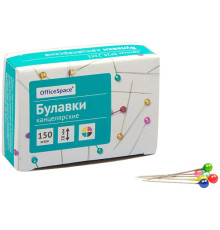 Булавки офисные 28мм.150шт. в карт.короб. OfficeSpace SP28_2262