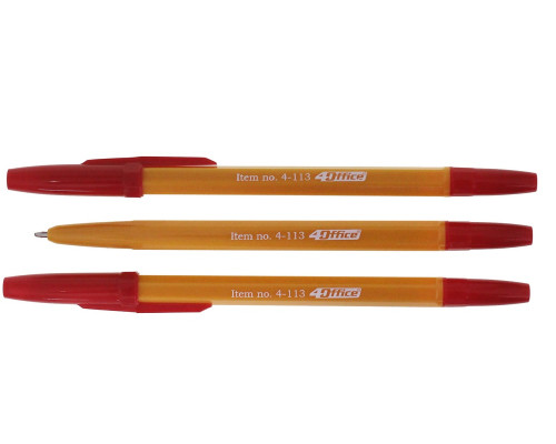 Ручка шариковая красная, 0,7 mm 4Office 4-113 (50/1000) Ручка шариковая красная, 0,7 mm 4Office 4-113 (50/1000)