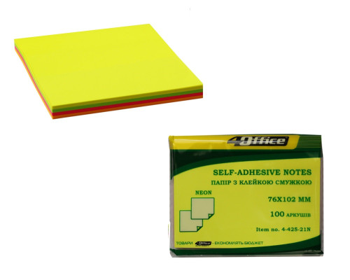 Hartie pt notite cu lipici, 76х102mm, neon mix, 100л., 4-425-21N 4Office (6/192) Hartie pt notite cu lipici, 76х102mm, neon mix, 100л., 4-425-21N 4Office (6/192)
