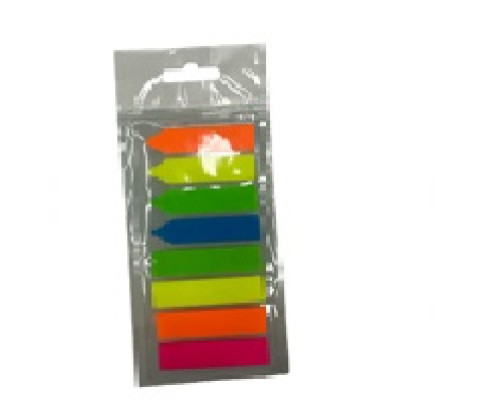 Indecsi colorati din plastic, culori fluorescente, "sageti+dreptunghi" 12x44mm 8x20foi (24/1200)
