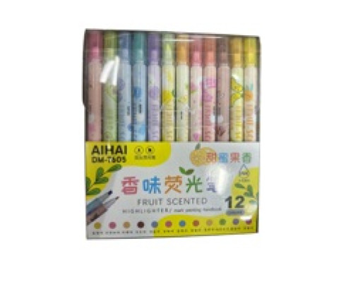 Фломастеры двухсторонние 12 цветов, с запахом фруктов DM-7605 (10/120)