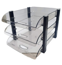 Tava p-u documente orizontala, cu 3 sectii, plastic transparent ZS-903 (24)