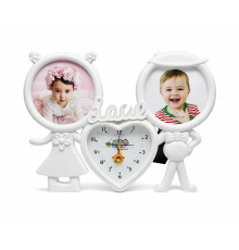 Foto colaj alb, cu ceas, "Love" 2 foto (36)