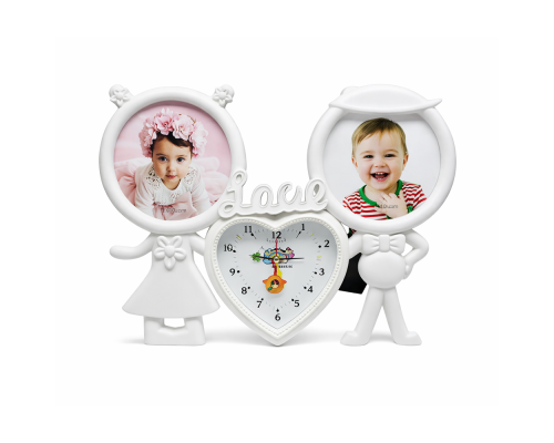 Foto colaj alb, cu ceas, "Love" 2 foto (36)